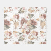 Couverture Polaire Feuillage Feuille de palmier séché et fleurs tropi (Devant (Horizontal))