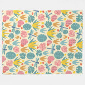 Couverture Polaire Feuillage préhistorique et libellules (Devant (Horizontal))