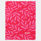 Couverture Polaire Feuillage rose et rouge (Devant)