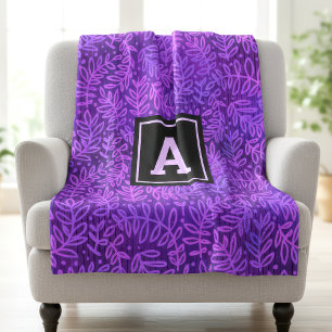 Couverture Polaire Feuillage violet feuille motif moderne audace mono
