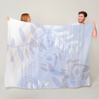 Couverture Polaire Feuille botanique abstraite bleue moderne