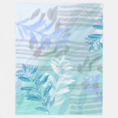 Couverture Polaire Feuille botanique bleue Abstraite moderne (Devant)