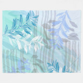 Couverture Polaire Feuille botanique bleue Abstraite moderne (Devant (Horizontal))