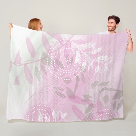 Couverture Polaire Feuille botanique rose abstraite moderne (En situation)