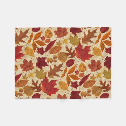 Couverture Polaire Feuille d'automne sur le beige (Devant (Horizontal))