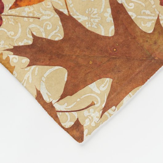 Couverture Polaire Feuille d'automne sur le beige (Coin)