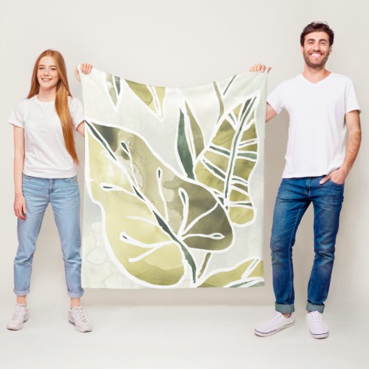 Couverture Polaire Feuille de batik (En situation)