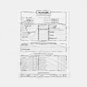 Couverture Polaire Feuille de caractère de jeu de jeu de rôle