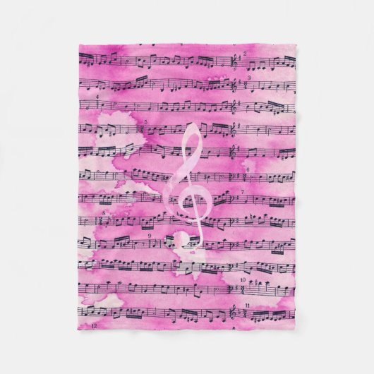 Couverture Polaire Feuille de musique classique de clef d'aquarelle (Devant)
