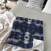 Couverture Polaire Feuille de palme en bleu Delft