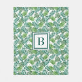 Couverture Polaire Feuille de palmiers tropicaux Monogrammé (Devant)