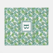 Couverture Polaire Feuille de palmiers tropicaux Monogrammé (Devant (Horizontal))