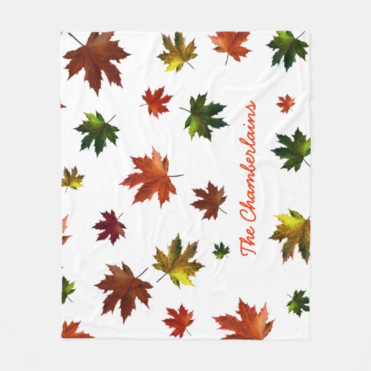 Couverture Polaire Feuille d'érable canadienne rustique avec votre no (Devant)