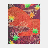 Couverture Polaire Feuille d'érable et eau courante, design japonais (Devant)