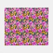 Couverture Polaire Feuille et fleurs tropicaux (Devant (Horizontal))