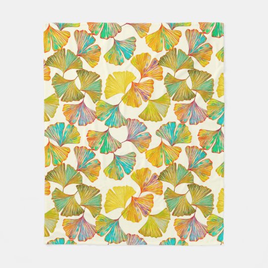 Couverture Polaire Feuille Gingko sur le sol motif sans couture. Aqua (Devant)
