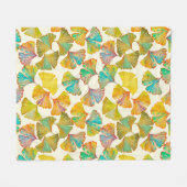 Couverture Polaire Feuille Gingko sur le sol motif sans couture. Aqua (Devant (Horizontal))
