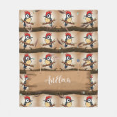Couverture Polaire Feuille Woodpecker Kawaii (Devant)