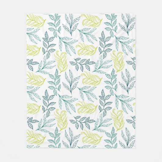 Couverture Polaire Feuilles aquarelle (Devant)