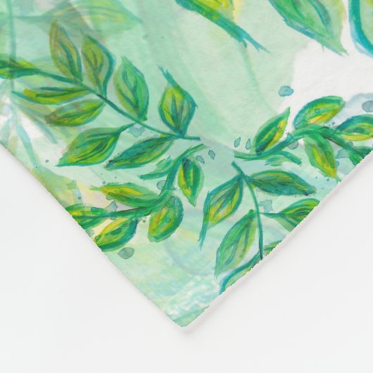 Couverture Polaire Feuilles aquarelle (Coin)