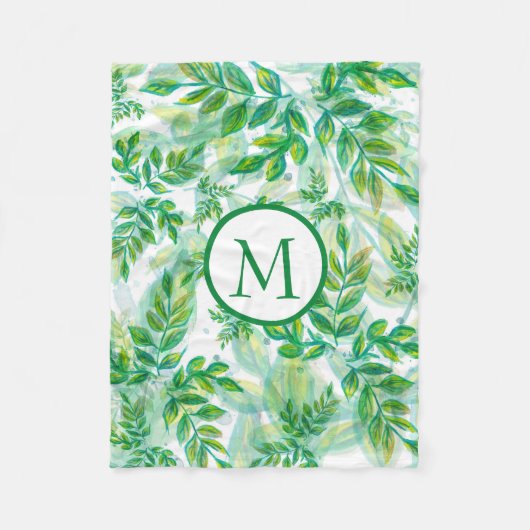 Couverture Polaire Feuilles aquarelle (Devant)
