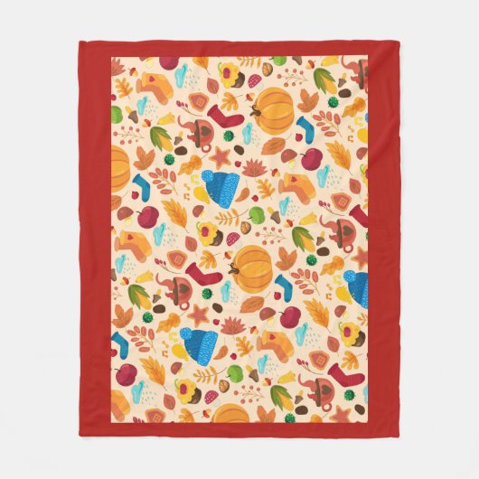 Couverture Polaire Feuilles Automne Objets Automne Motif Météo confor (Devant)
