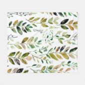 Couverture Polaire Feuilles aux tons terreux pastel (Devant (Horizontal))