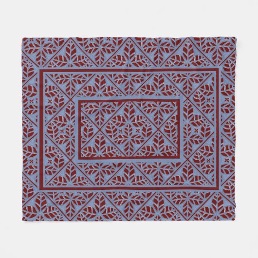 Couverture Polaire Feuilles bleu et marron polaire (Devant (Horizontal))