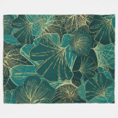 Couverture Polaire Feuilles bleu-vert (Devant (Horizontal))