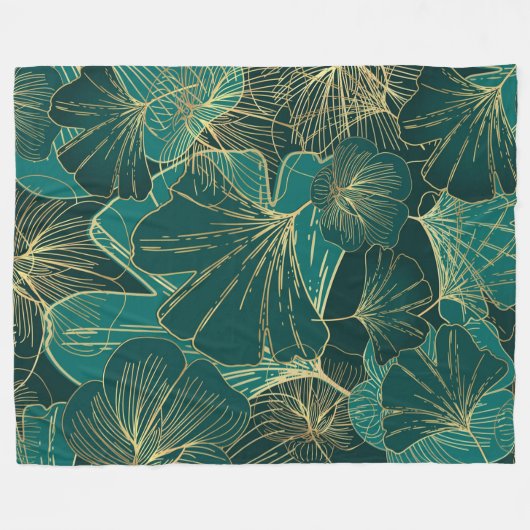 Couverture Polaire Feuilles bleu-vert (Devant (Horizontal))