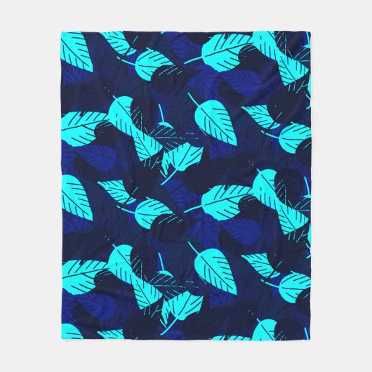 Couverture Polaire Feuilles bleus de minuit (Devant)