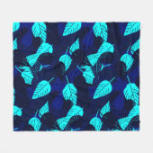Couverture Polaire Feuilles bleus de minuit (Devant (Horizontal))