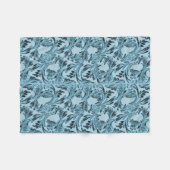 Couverture Polaire Feuilles bleus ombrés (Devant (Horizontal))