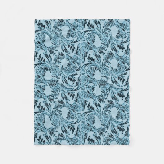 Couverture Polaire Feuilles bleus ombrés (Devant)