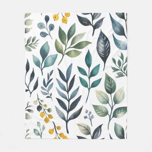 Couverture Polaire Feuilles botaniques verts (Devant)