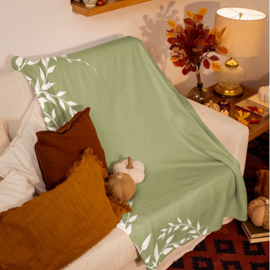 Couverture Polaire Feuilles botaniques verts de Sage