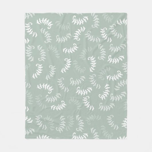 Couverture Polaire Feuilles botaniques verts turquoises (Devant)