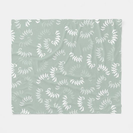 Couverture Polaire Feuilles botaniques verts turquoises (Devant (Horizontal))