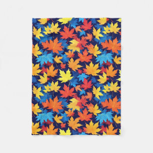 Couverture Polaire Feuilles Colorées D'Automne Sur Arrière - plan Ble