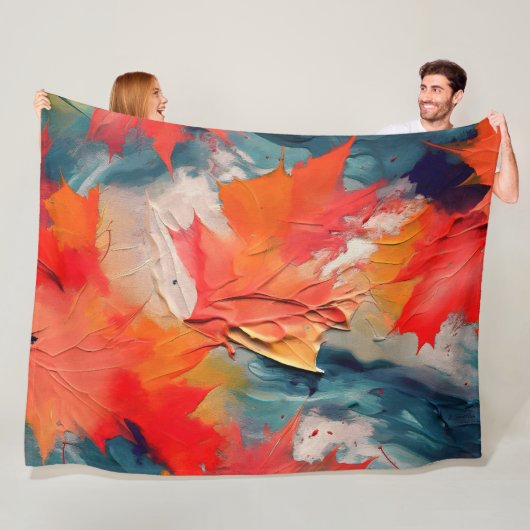 Couverture Polaire Feuilles dans le vent – Mouvement abstrait d'autom (En situation)