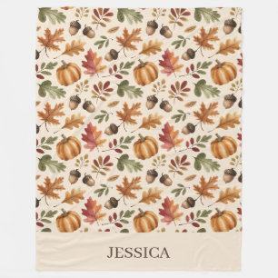 Couverture Polaire Feuilles d'aquarelle orange d'automne