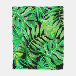 Couverture Polaire Feuilles d'aquarelle tropicale : Élégance transpar