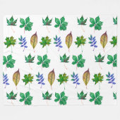 Couverture Polaire Feuilles d'aquarelle vert et bleu (Devant (Horizontal))