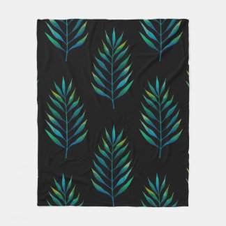 Couverture Polaire Feuilles d'aquarelle verte sur un arrière - plan n