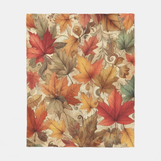 Couverture Polaire Feuilles d'automne (Devant)