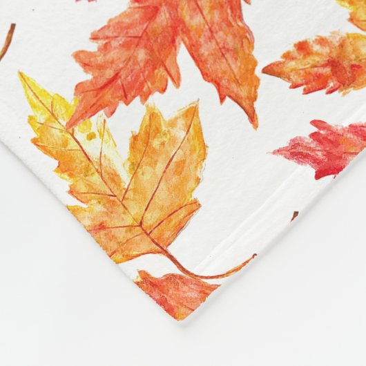 Couverture Polaire Feuilles d'automne aquarelle Automne Arbre rustiqu (Coin)