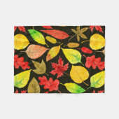 Couverture Polaire Feuilles d'automne aquarelle foncée (Devant (Horizontal))