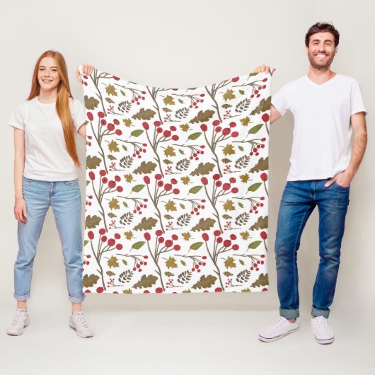Couverture Polaire Feuilles d'automne baies branches automne couleur  (En situation)