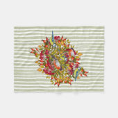 Couverture Polaire Feuilles d'automne Berries et oiseaux Shabby Strip (Devant (Horizontal))