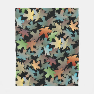 Couverture Polaire Feuilles d'automne Blanche en polaire